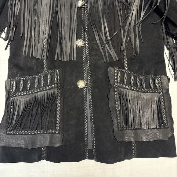 Echo Mountain Vintage Western Suede Fringe & Beaded Jacket Made in Mexico M40 - Picture 2 of 16